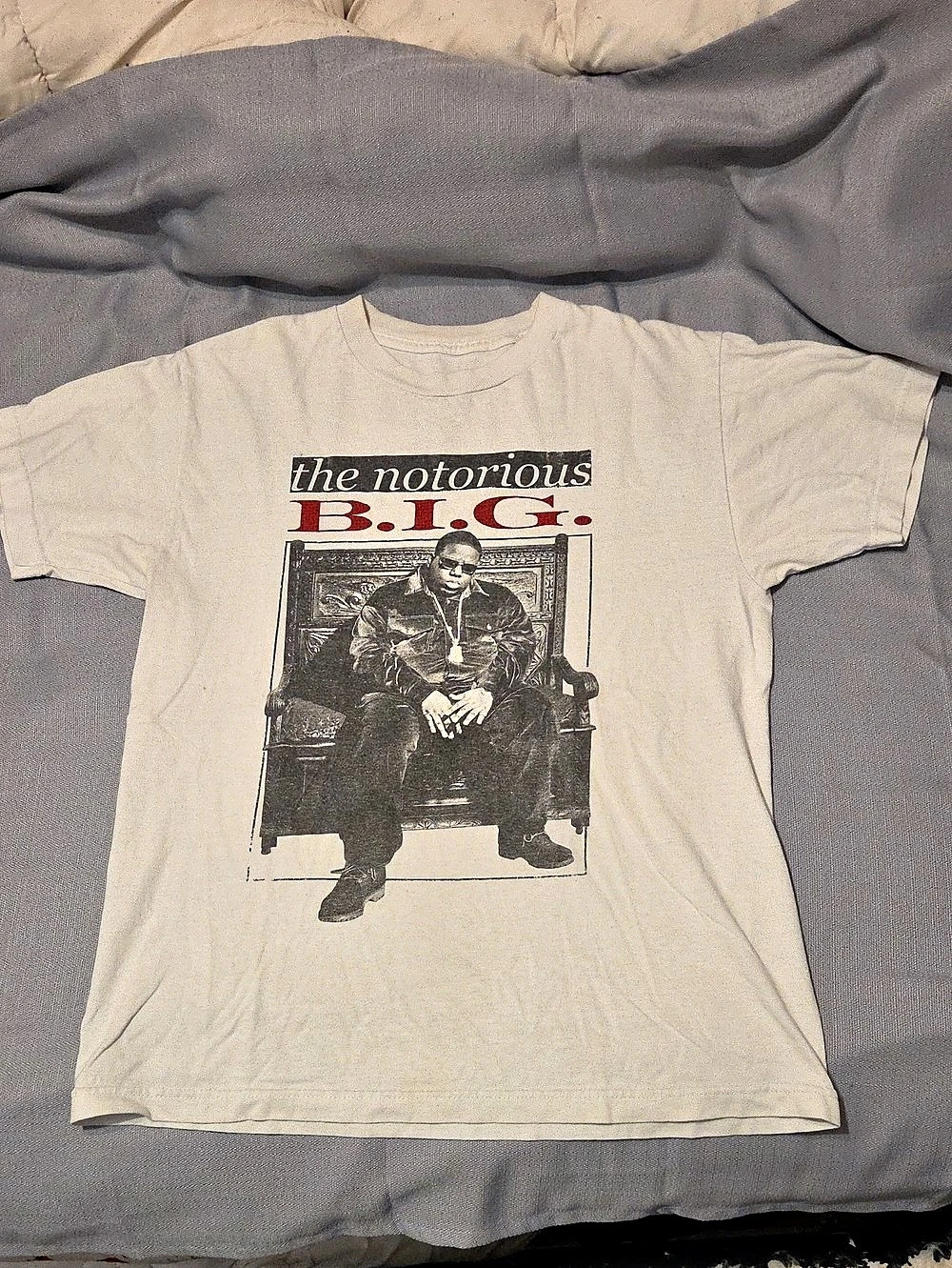 B.I.G. The Notorious B.I.G. graphic tee. Graphic Tee Gray Size Medium